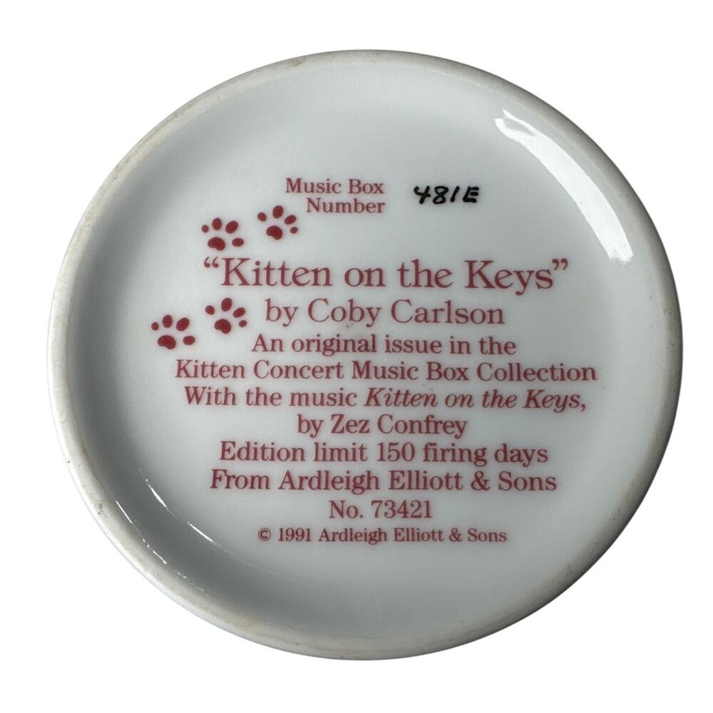 kitten on the keys music box by Zez Confrey 1991 Ardleigh Elliott & Sons works - Picture 7 of 7